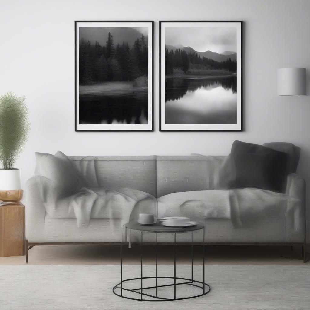 11x14 Black and White Print in a Living Room