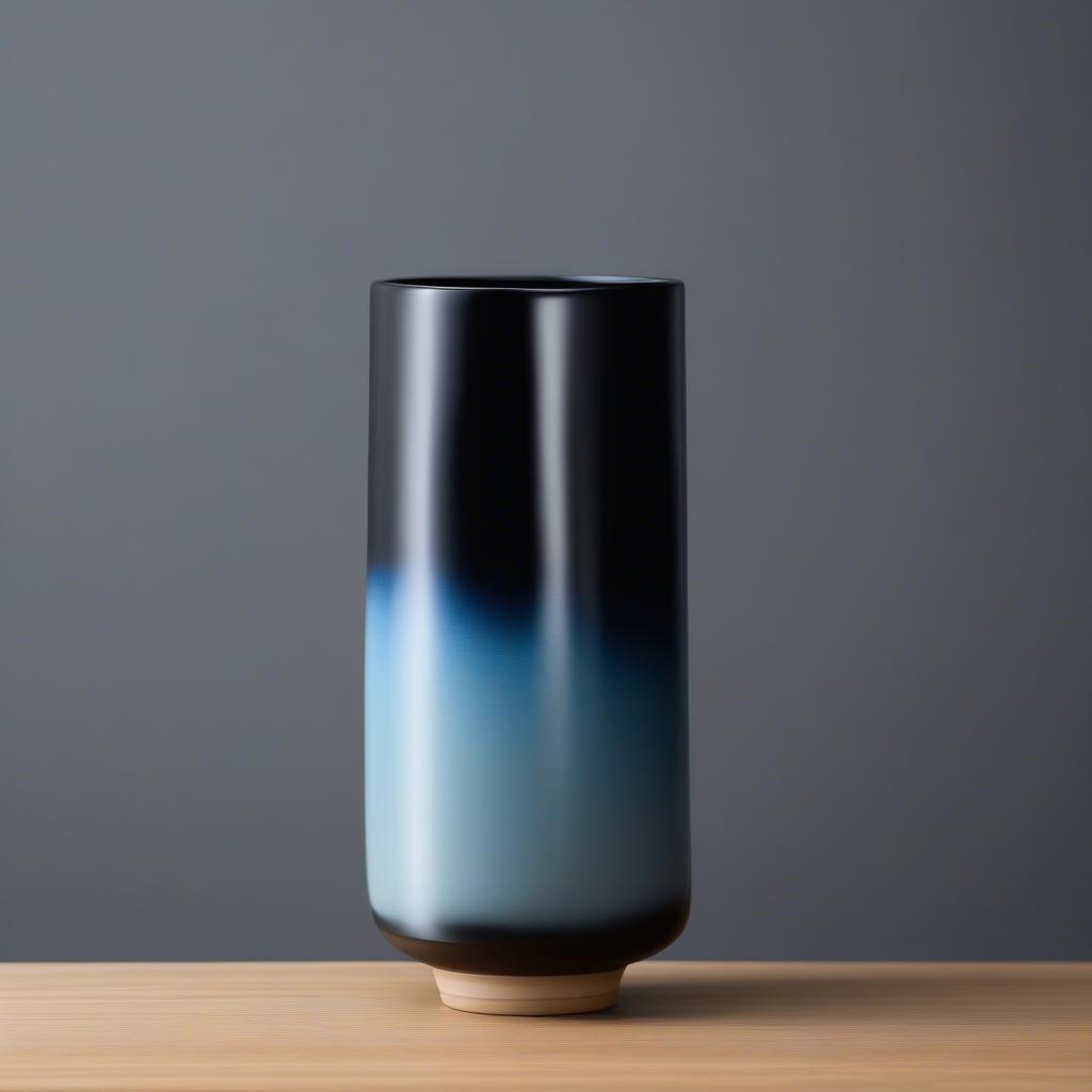 Minimalist Black and Blue Ceramic Vase