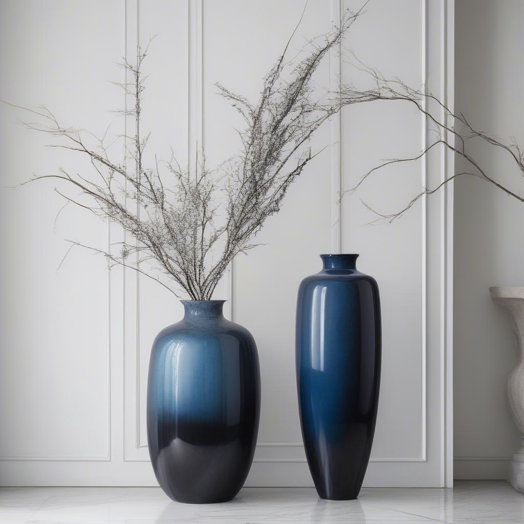 Black and Blue Vase with Decorative Branches