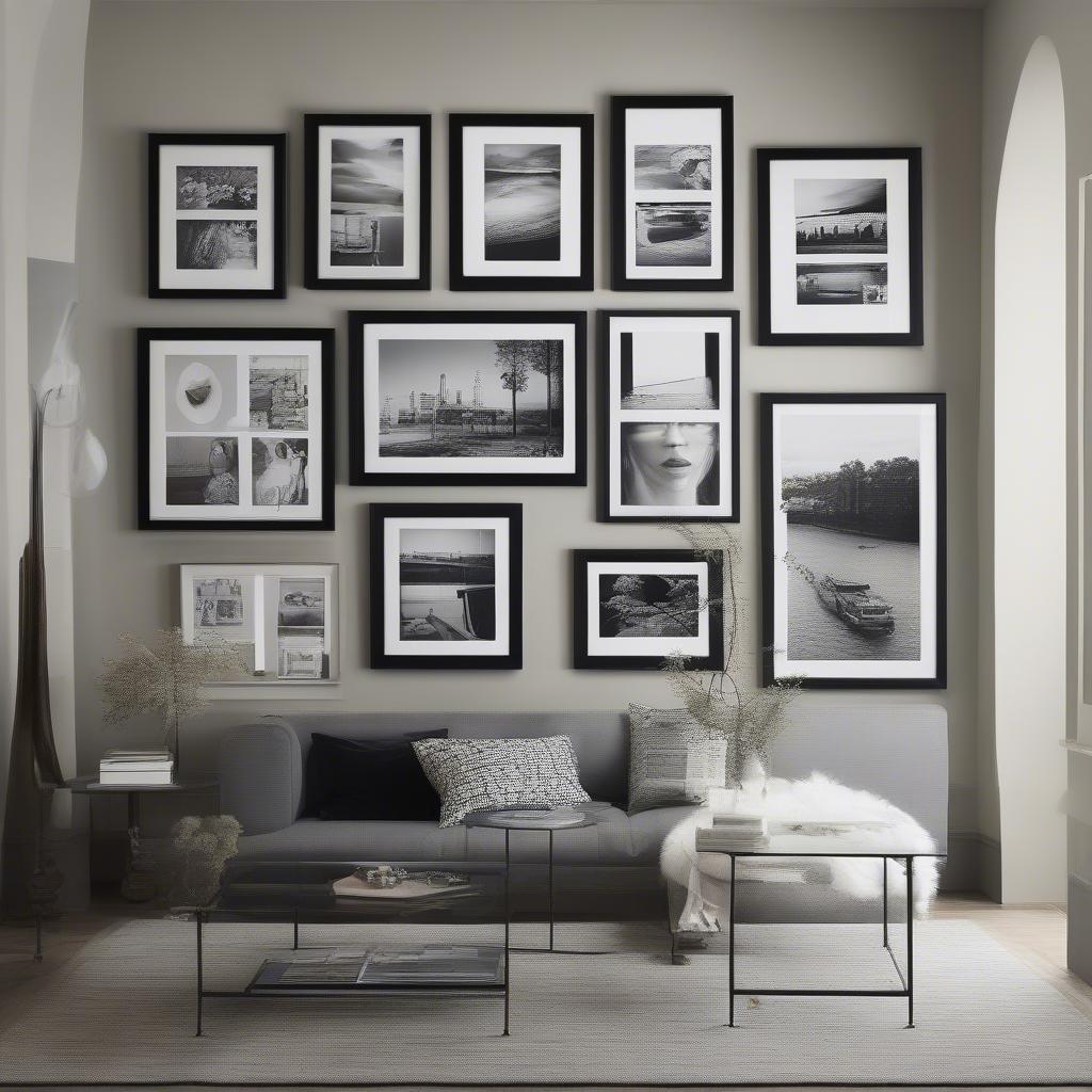 Gallery Wall with Thick Black Frames