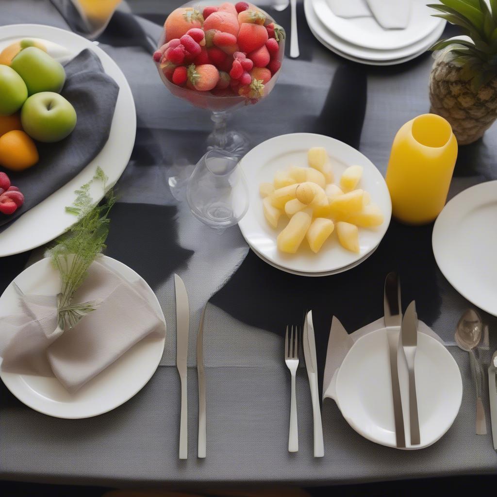 Black Round Tablecloth 120 Inches in a Casual Setting