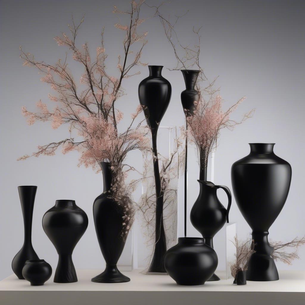 Black Vases in Bulk Arrangements