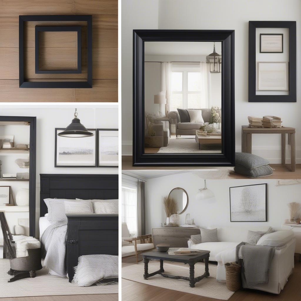 Black wood frames seamlessly integrated into different interior design styles.