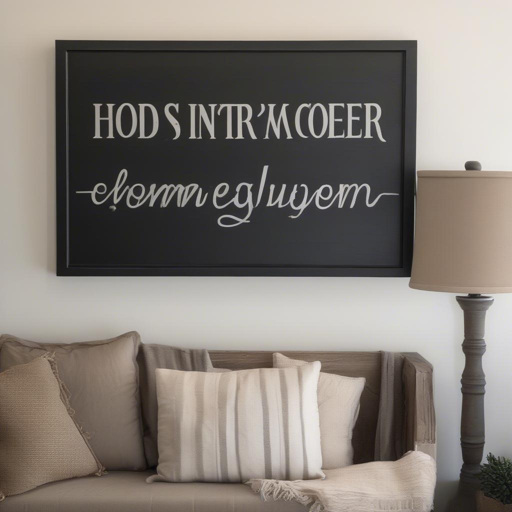 Black wood sign hanging on a wall as home decor