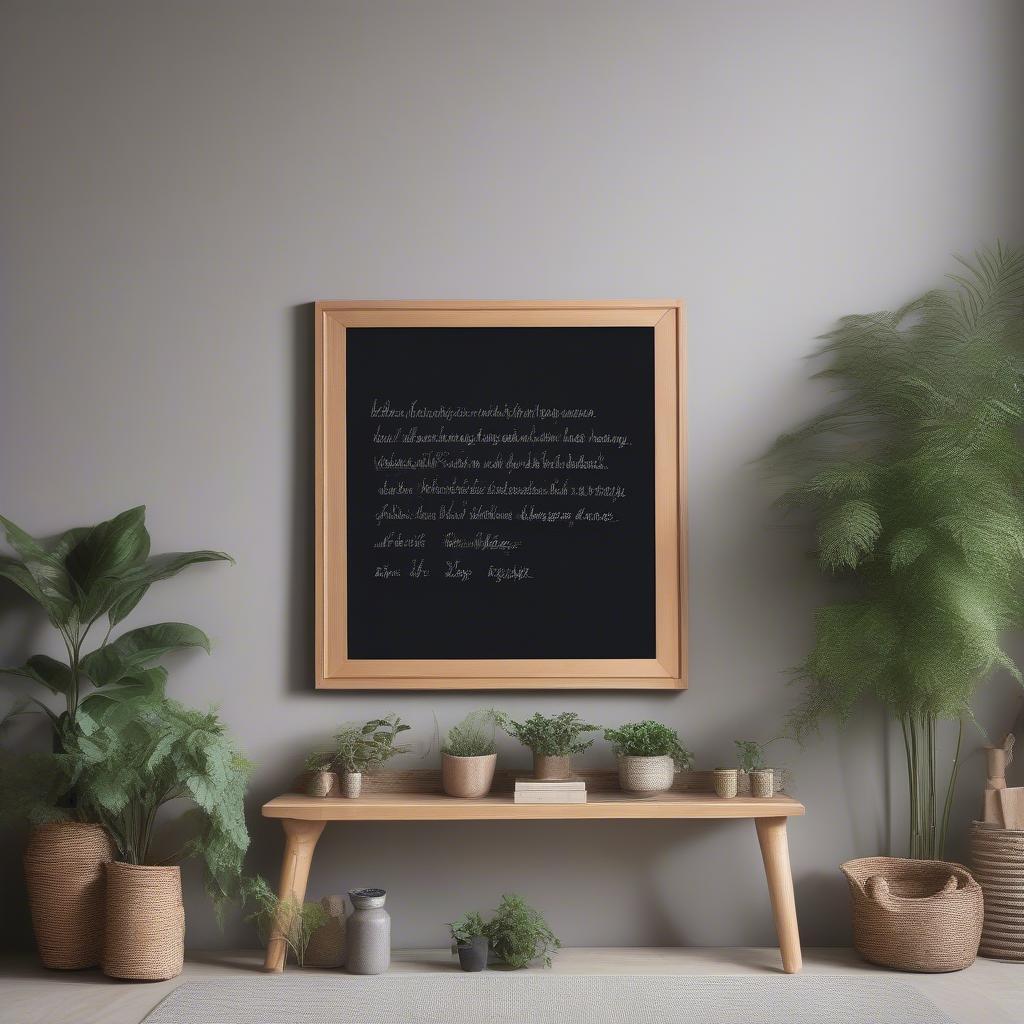 Blackboard with Wooden Frame Used in Home Decor