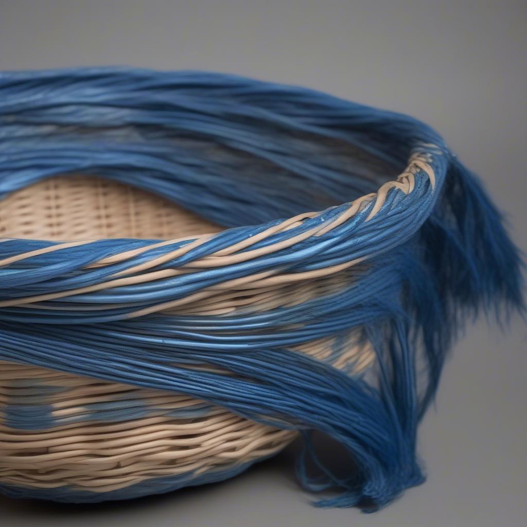 Blueirus Dye Applied to Wicker Basket