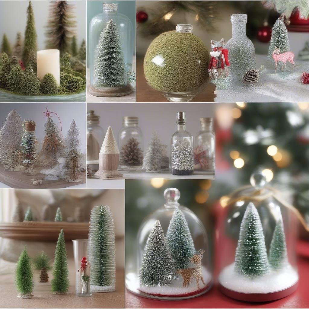 DIY craft ideas using bottle brush trees.