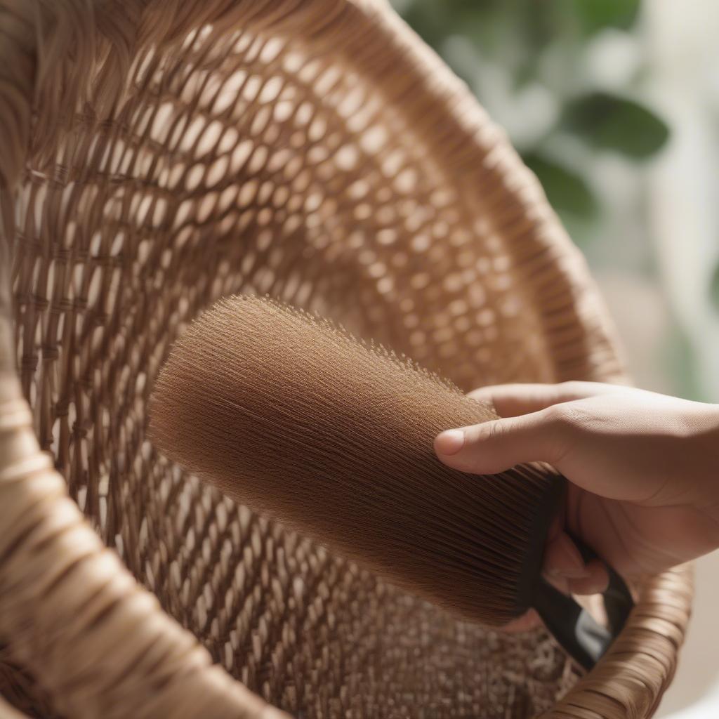 Cleaning wicker and rattan with a bottlebrush