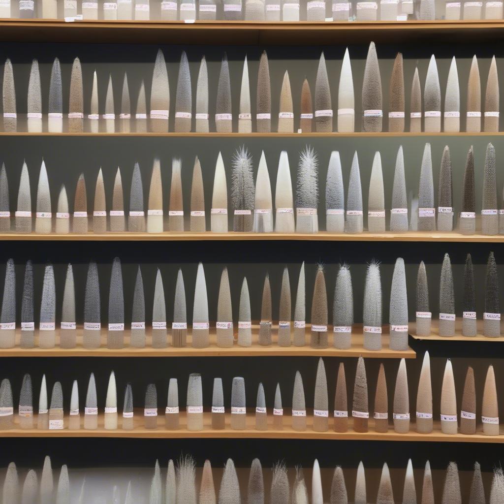 Bottlebrushes for sale in a retail display