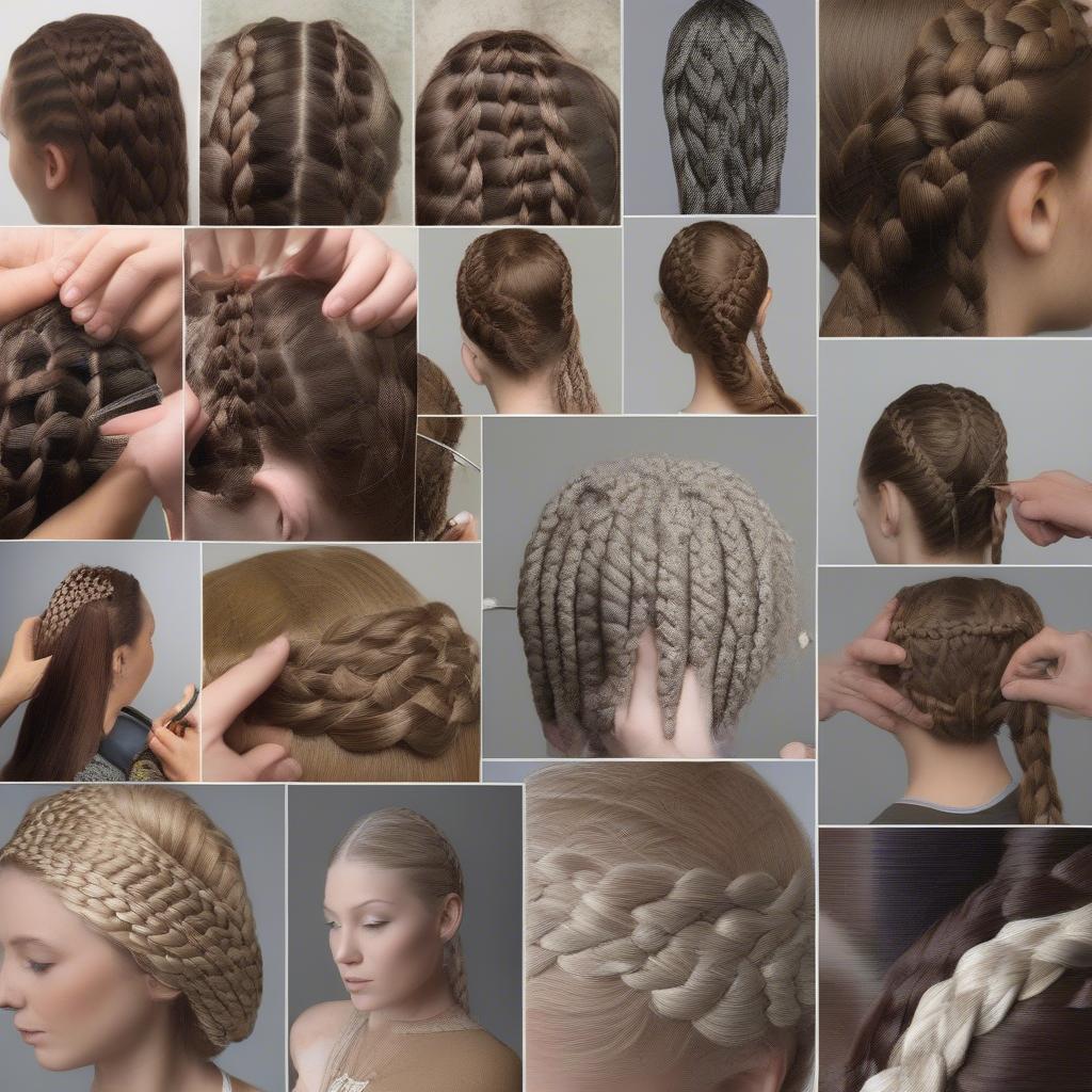 Close-up Views of Different Braiding Techniques Used in Basket Making