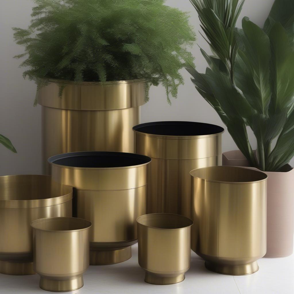 Different Sizes and Shapes of Brass Planters