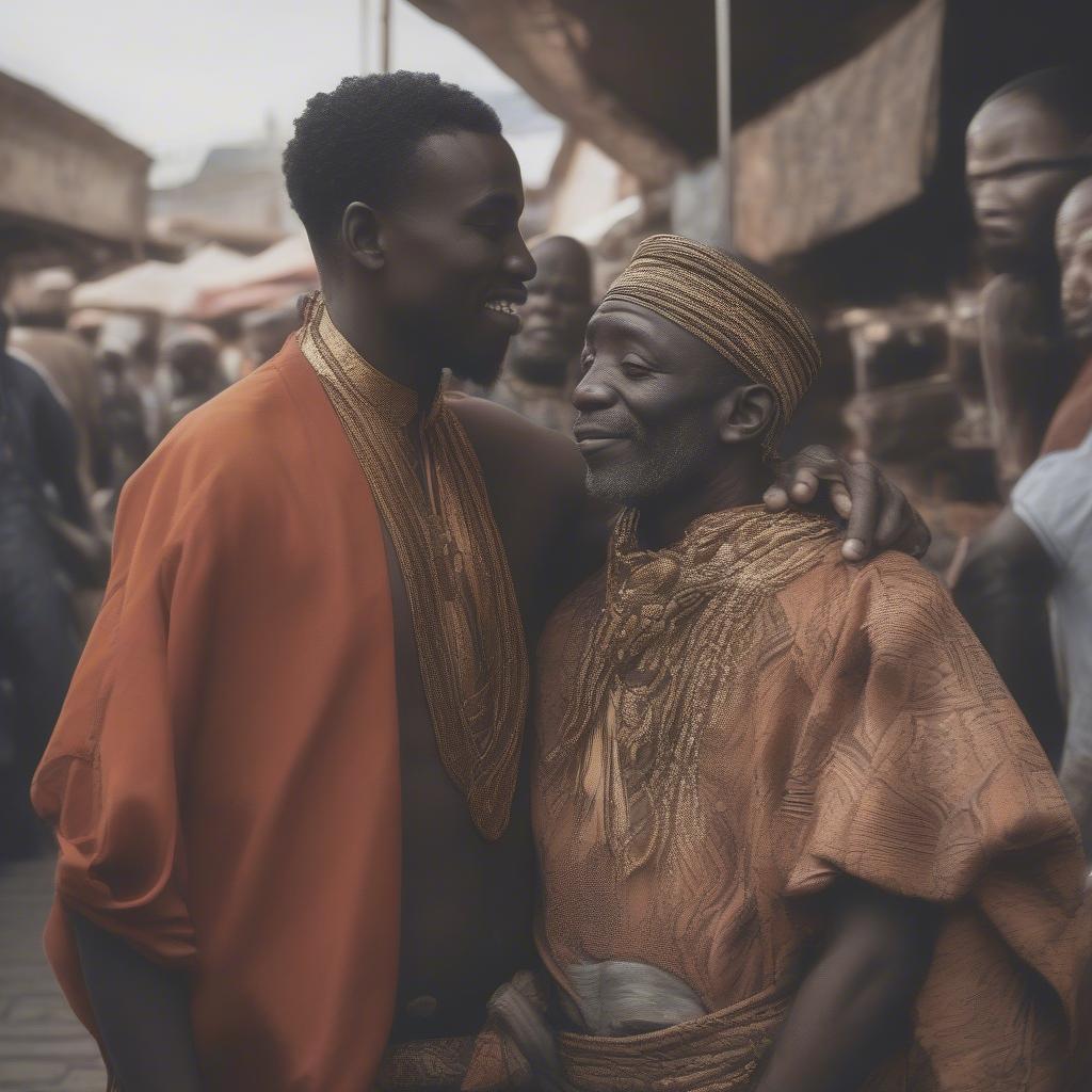 Brothers from Different Cultures Embracing