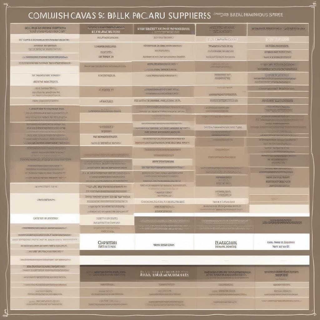 Comparing Bulk Canvas Suppliers: Evaluating factors like price, minimum order quantity, and customer reviews.