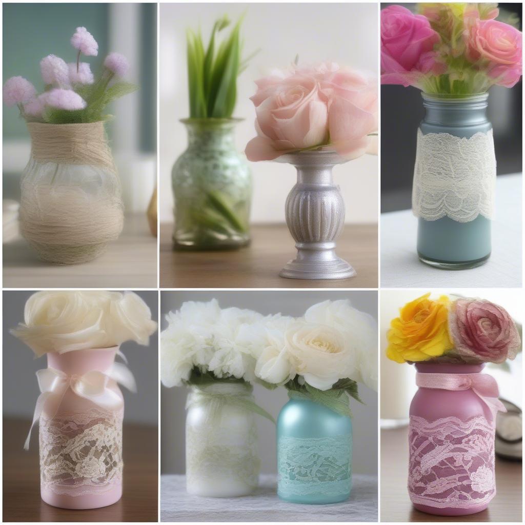 Bulk small flower vases used in DIY decor projects, showcasing painted, decorated, and repurposed vases.