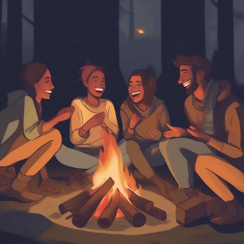 Group of friends playing campfire games