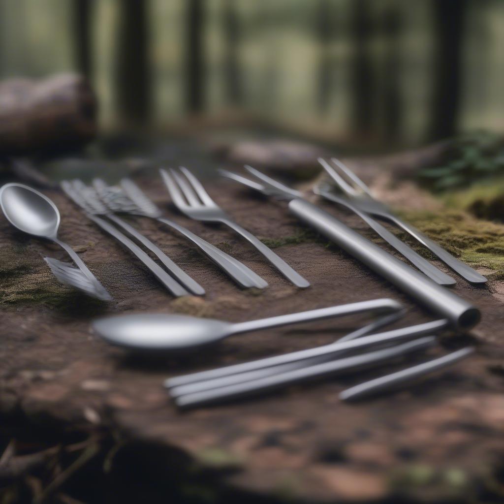 Titanium Camping Folding Utensils Set