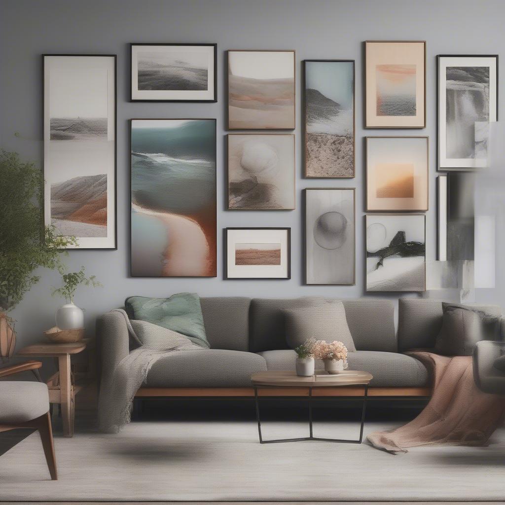 Asymmetrical Canvas Gallery Wall Arrangement