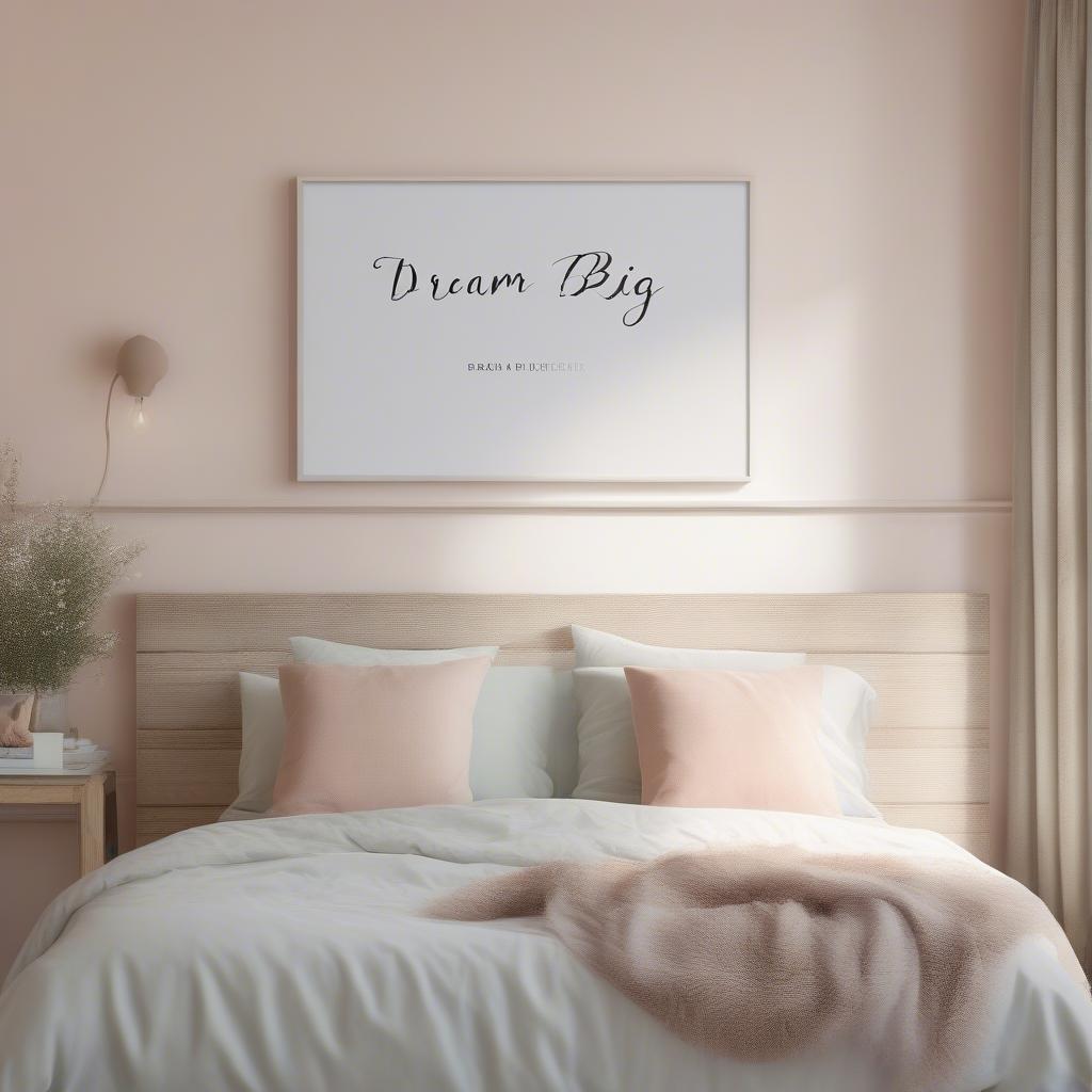 Canvas inspirational sayings in a bedroom decor setting