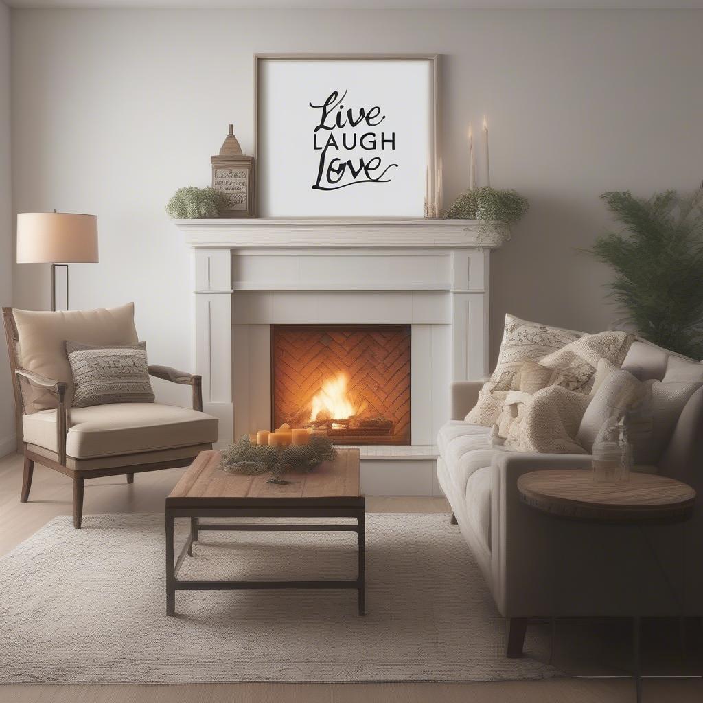 Canvas with inspirational sayings in a living room setting