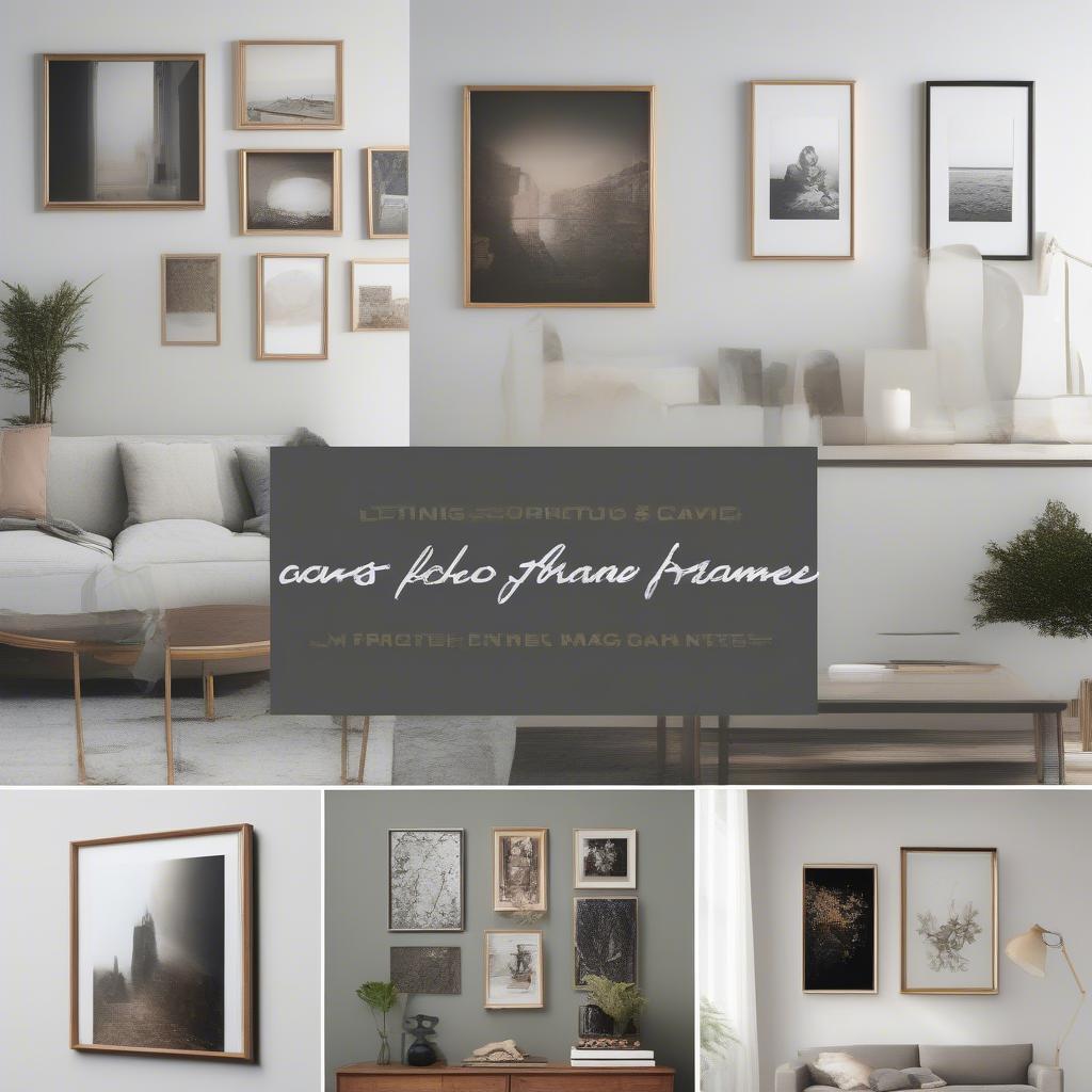 Different styles of canvas photo frames