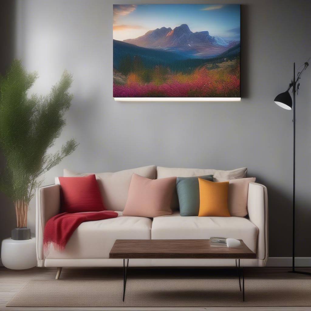 Canvas Photo Hanging in a Living Room