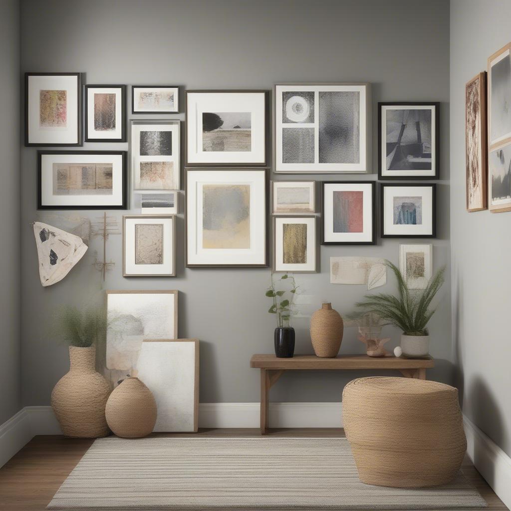 Gallery wall with canvas pictures