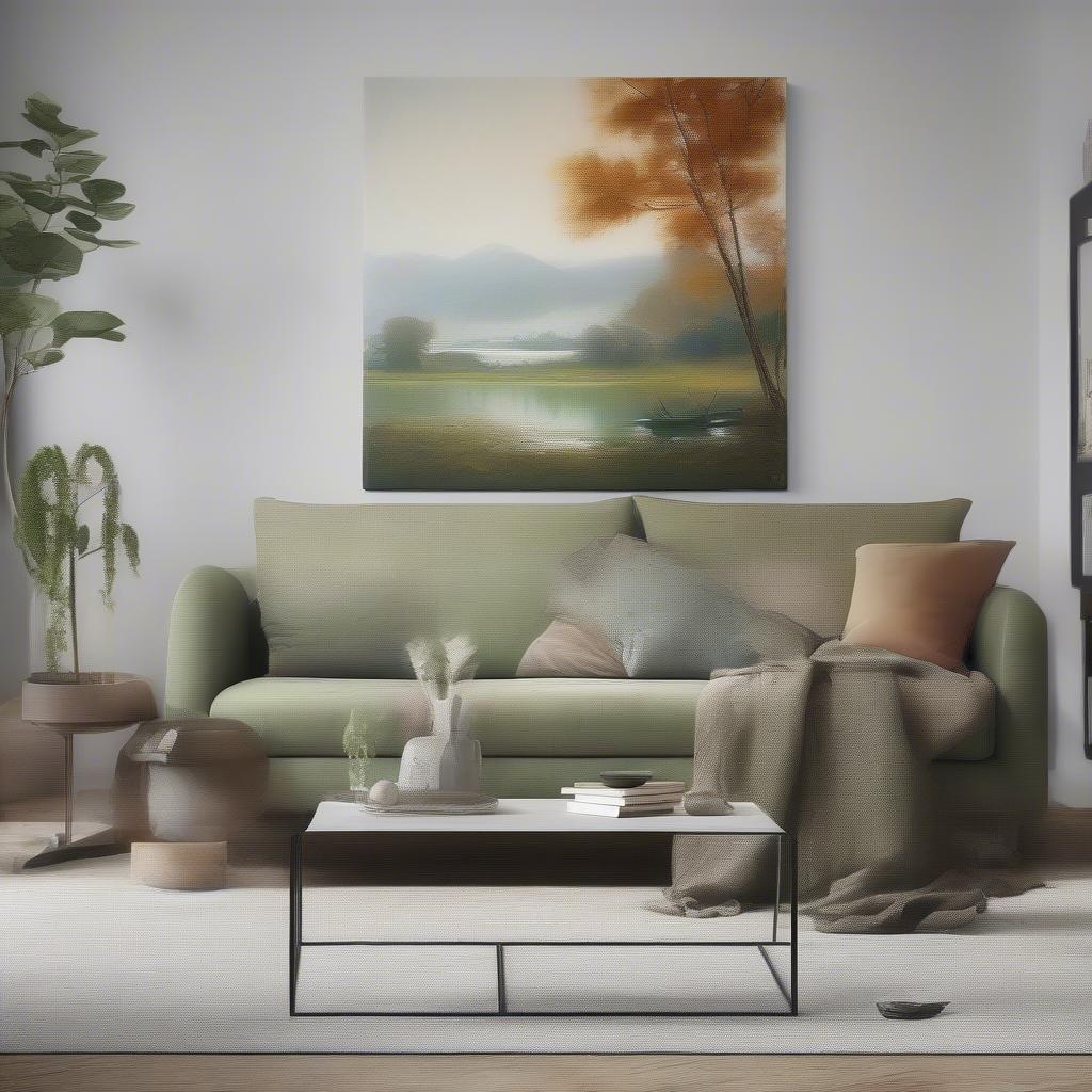 Canvas picture in a living room setting