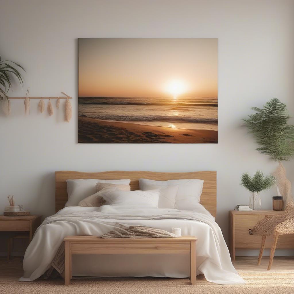 Big canvas prints decorating a bedroom