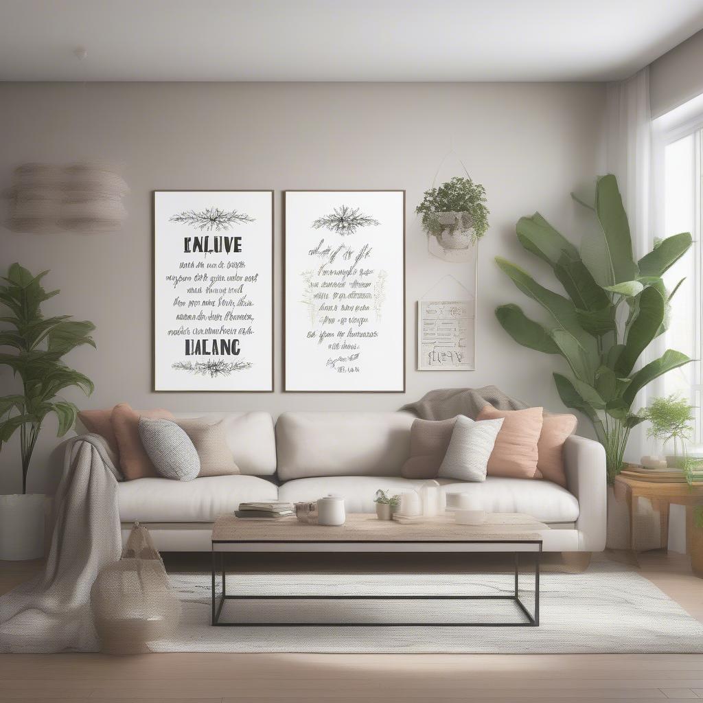 Canvas quotes wall art adds a personalized touch to a living room