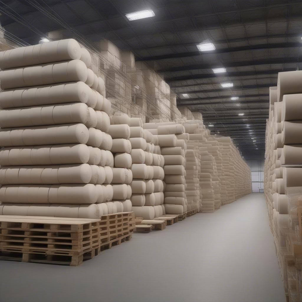 Canvas Rolls Stacked in a Warehouse