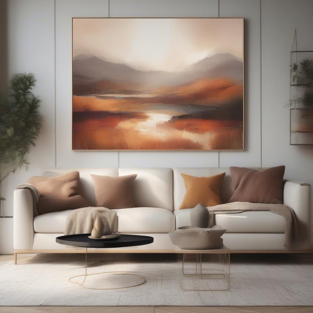 Canvas wall decor in a modern living room setting