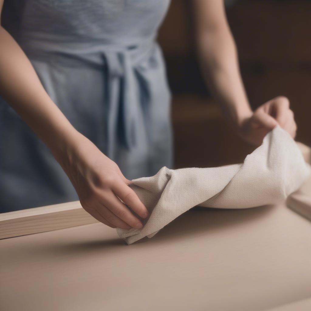 Cleaning a picture frame with a soft cloth