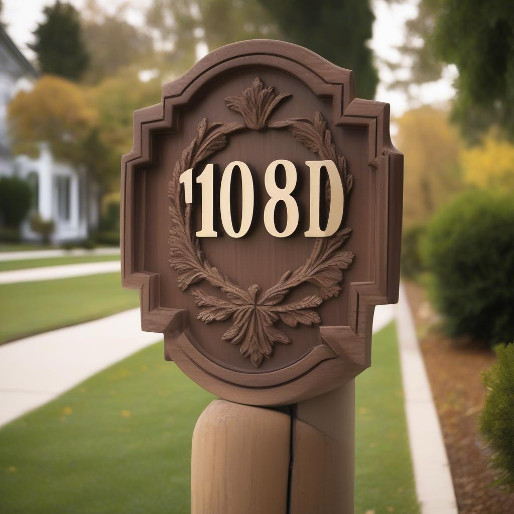 Carved Wood Address Sign with Family Name