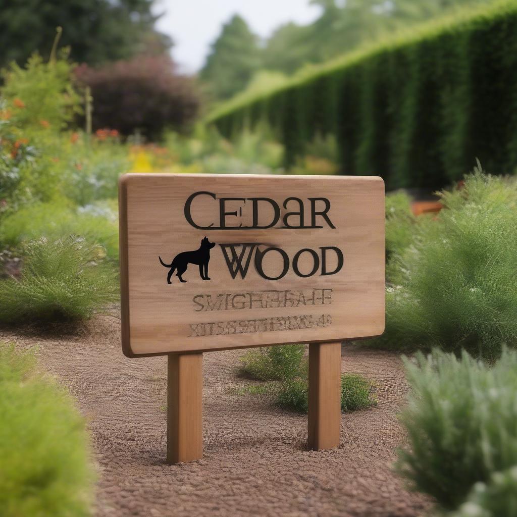 Cedar Wood Dog Sign for Outdoor Use