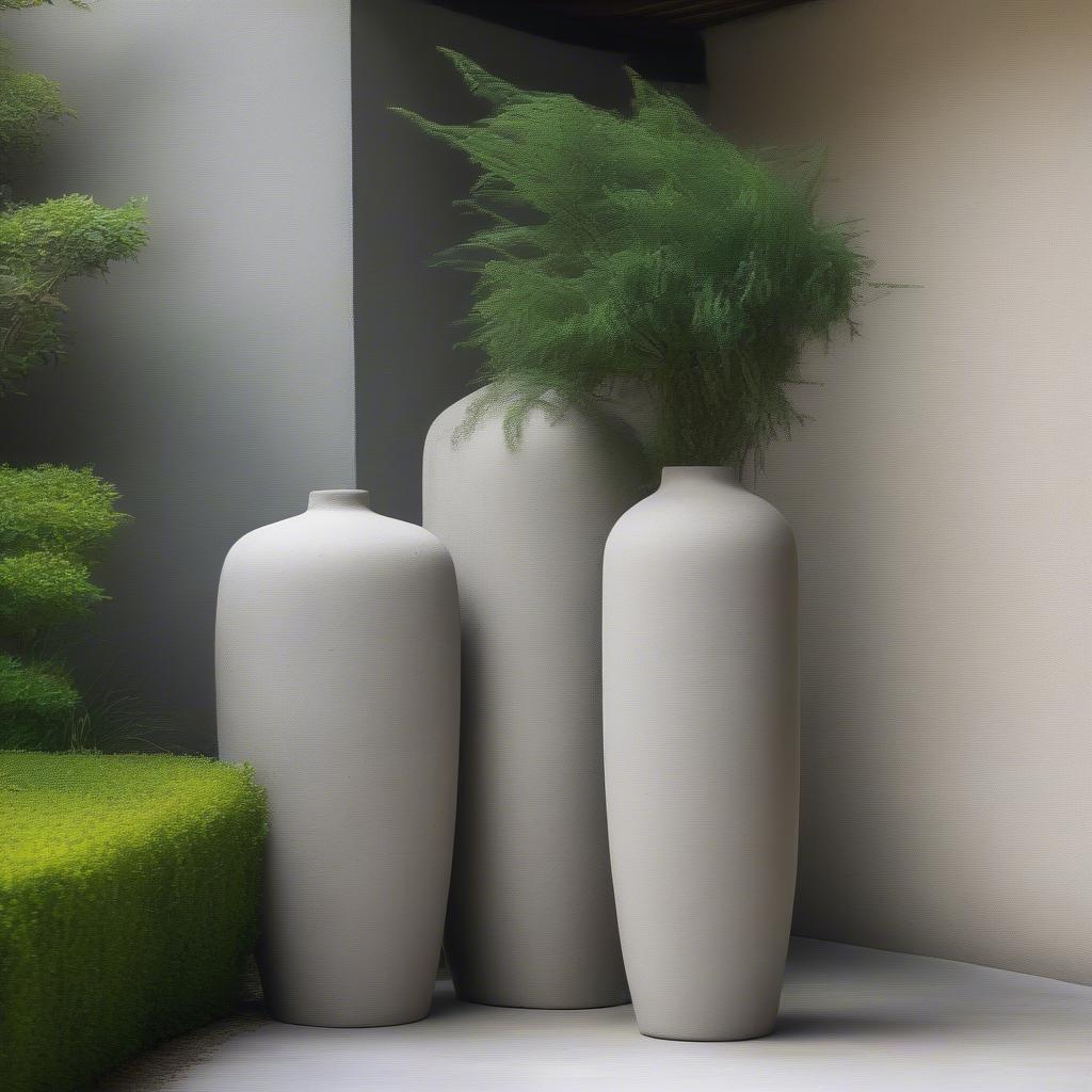 Cement Vase in an Outdoor Setting