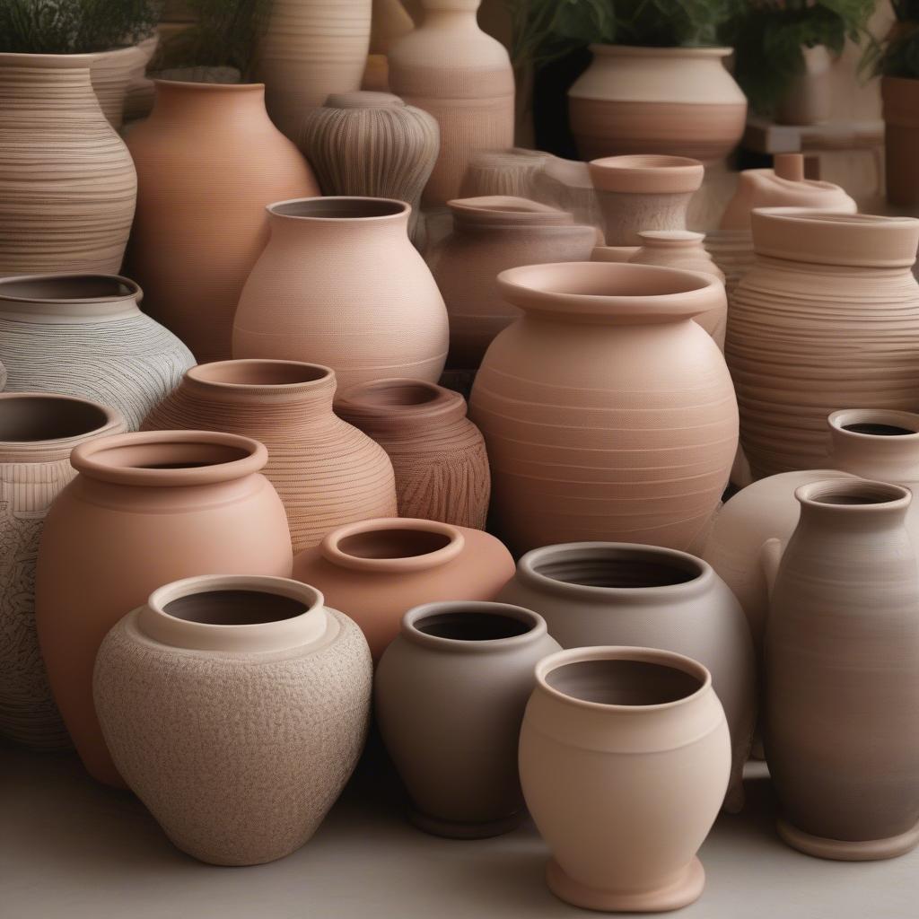 Ceramic Pots in Various Sizes and Shapes for Wicker Baskets