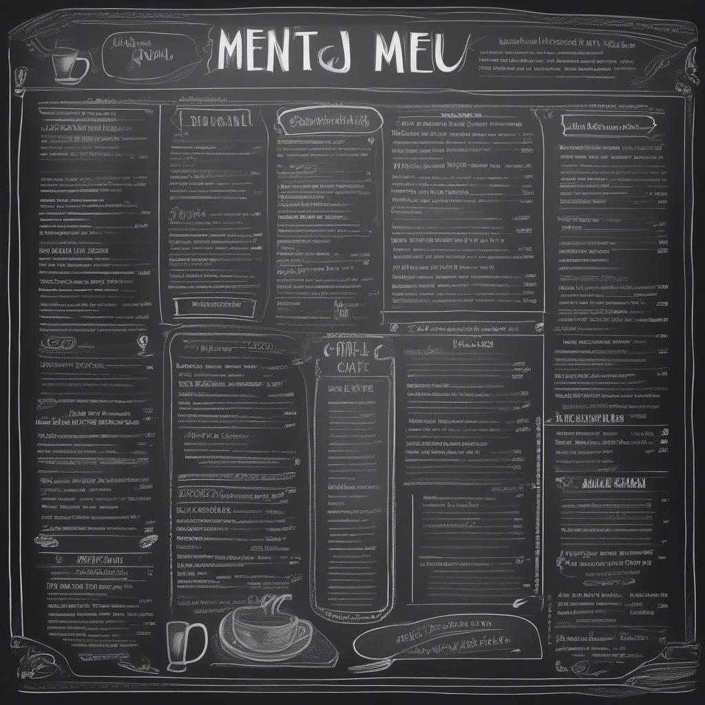 24x36 chalkboard displaying a cafe menu with specials and prices