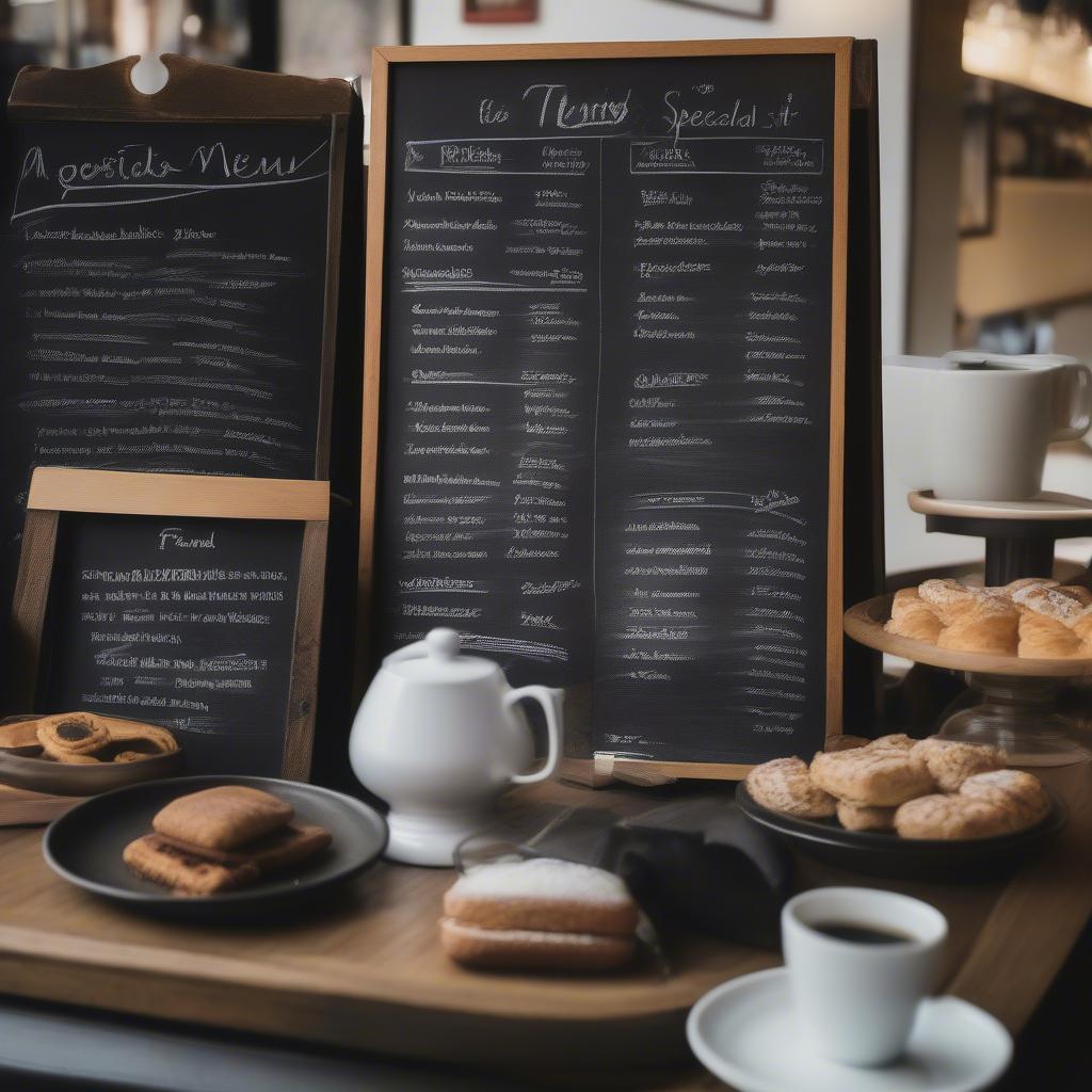 Tabletop Chalkboard Menu in a Cafe