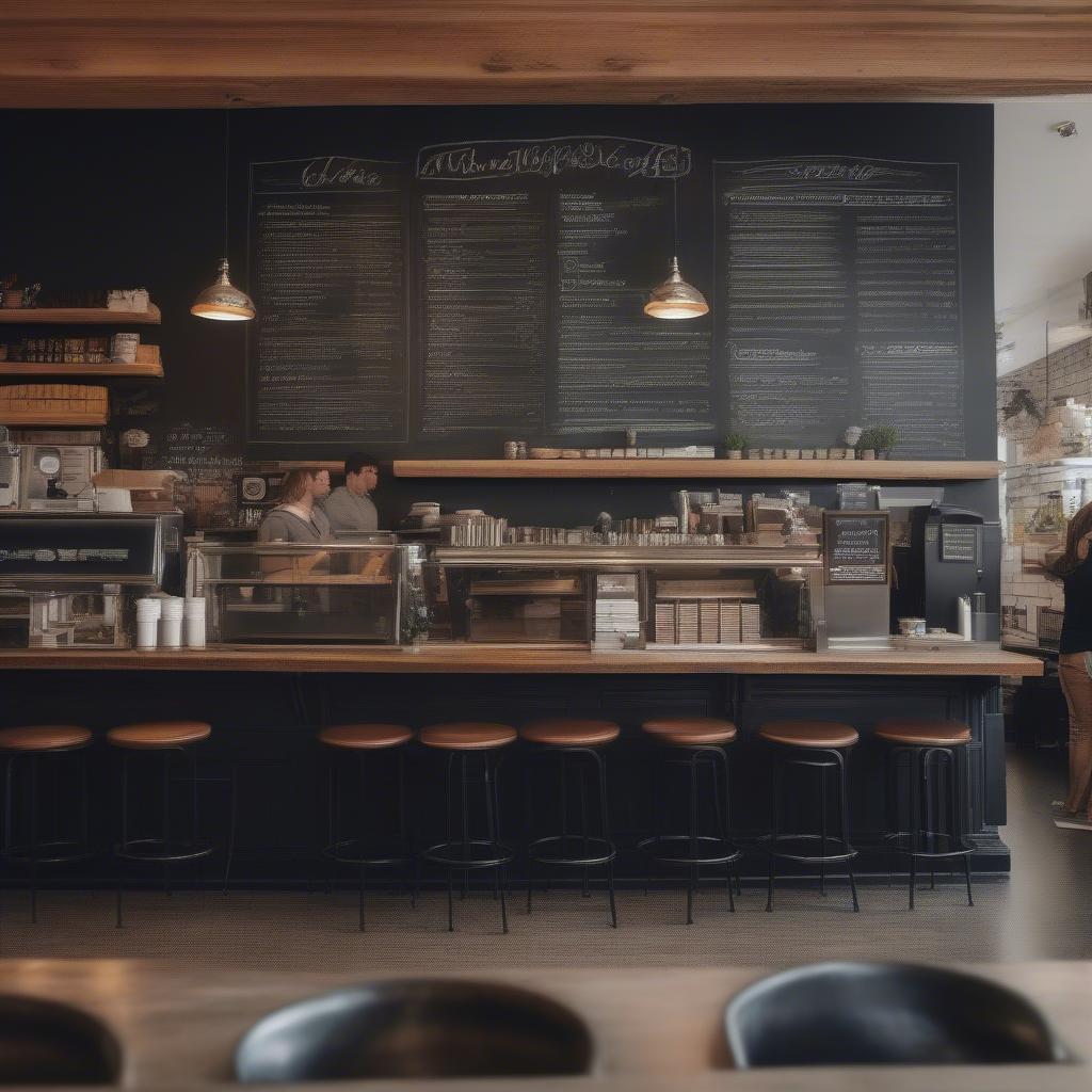 Chalkboard quotes in a cafe setting