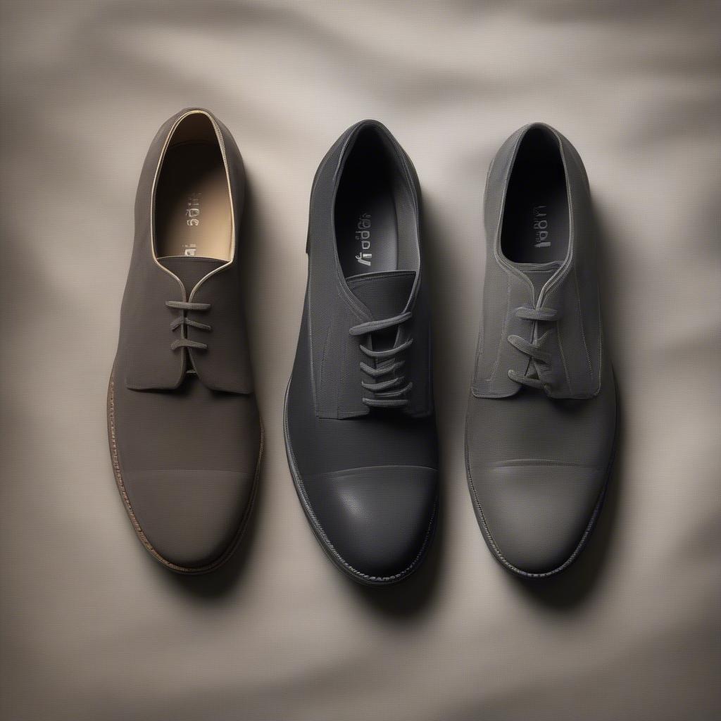 Comparing different shades of charcoal on various shoe materials