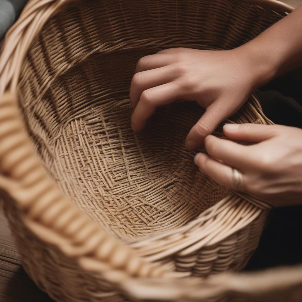 Inspecting the Quality of a Cheap Wicker Basket