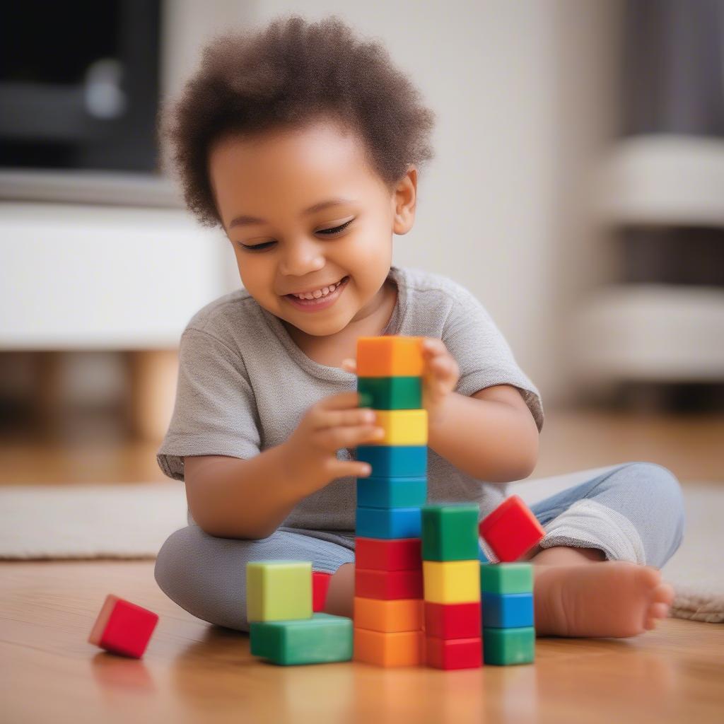 Child Playing with Homewood Blocks