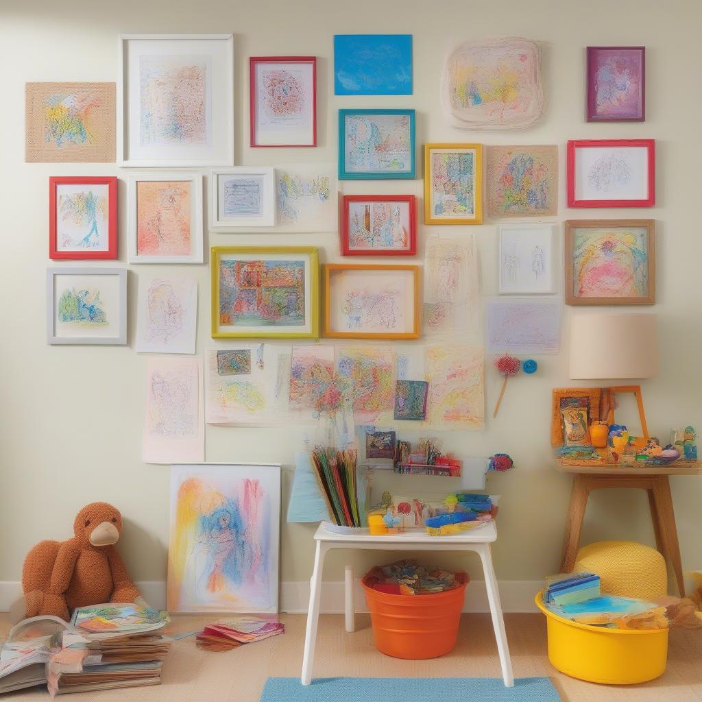 Children's Artwork Displayed on a Photo Clip Frame