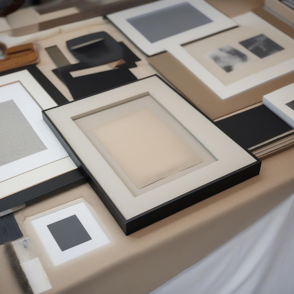 Various mat colors and textures for signature picture frames, including white, ivory, black, and textured options.