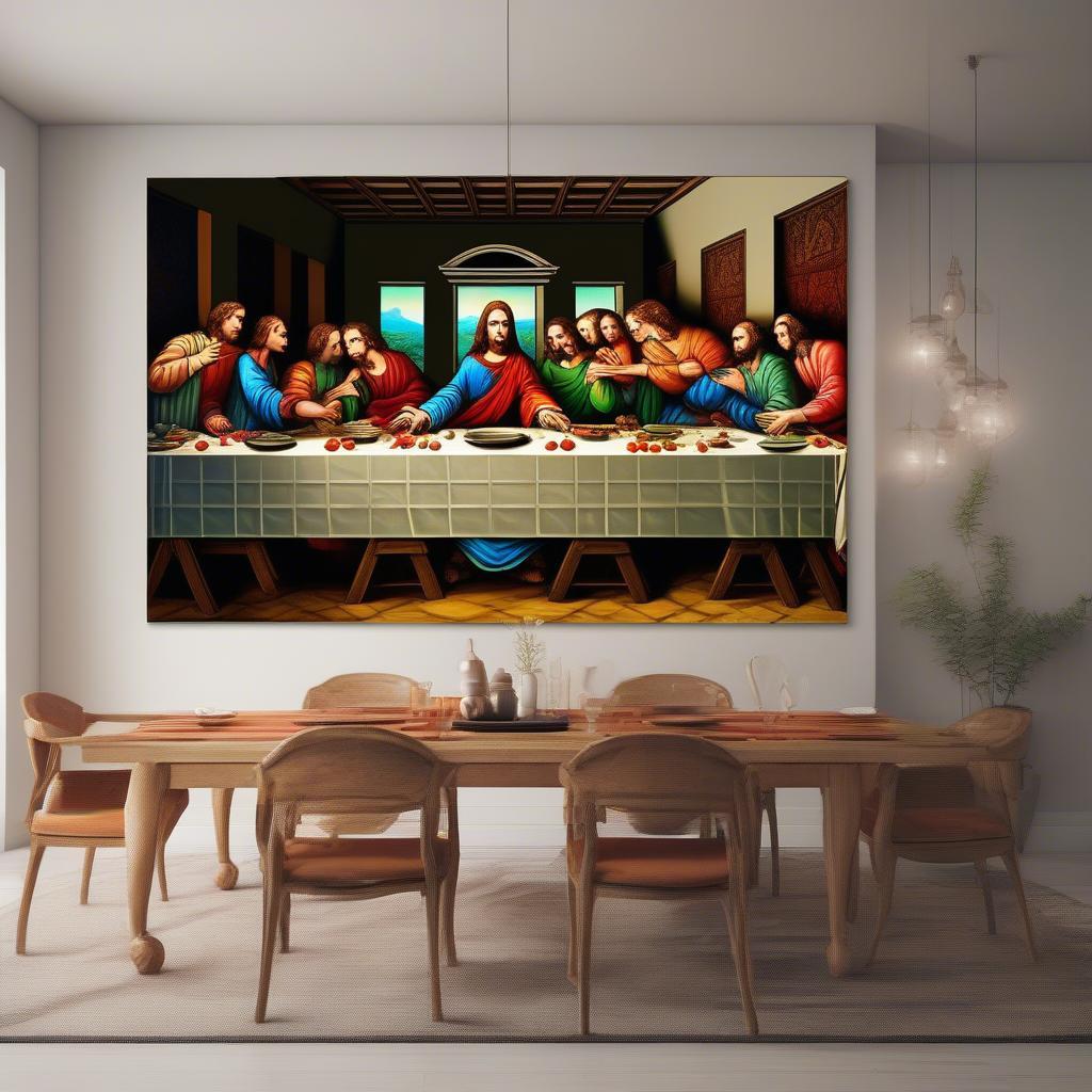 Christian canvas wall art in a dining room