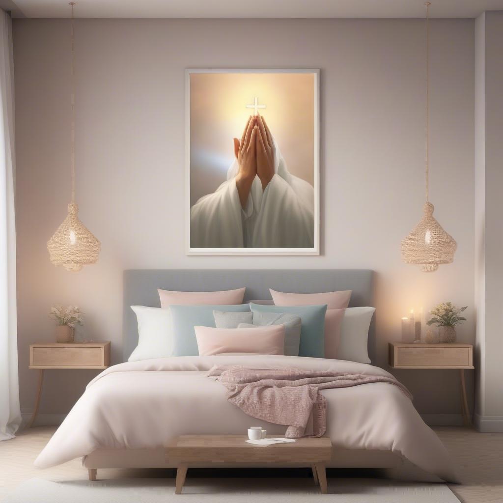 Christian wall print in a bedroom