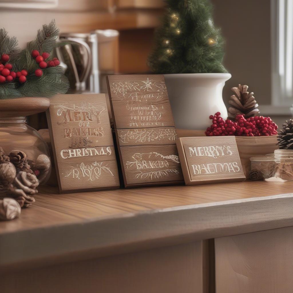 Rustic Wooden Christmas Baking Signs