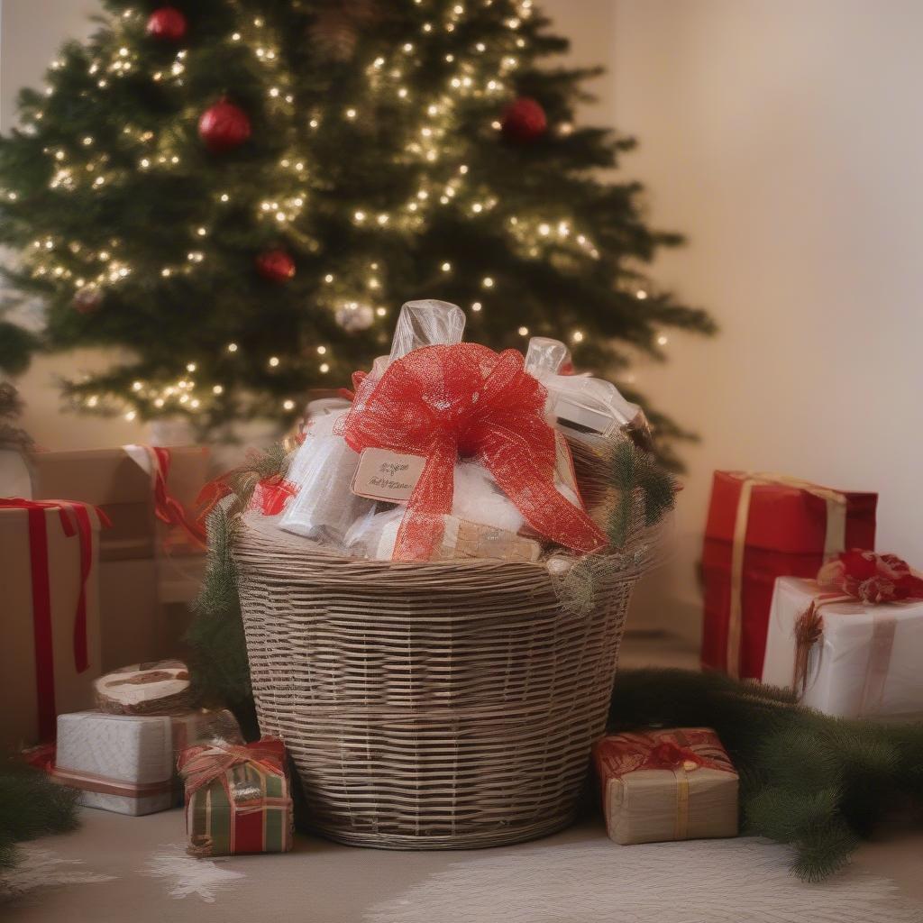 Christmas Bucket Filled with Gifts