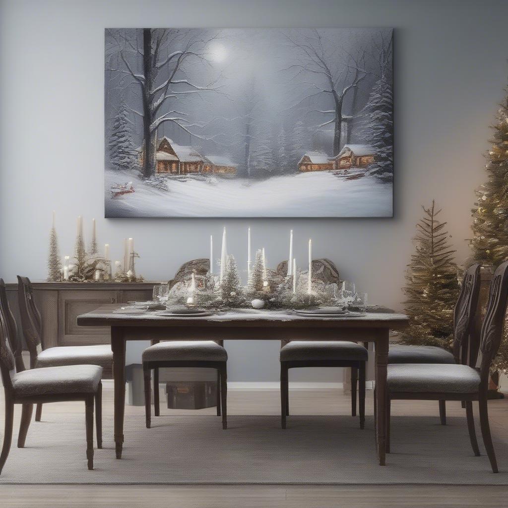 Large Christmas Canvas in Dining Room