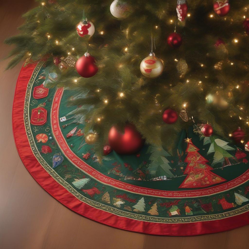 Christmas Embroidered Tree Skirt